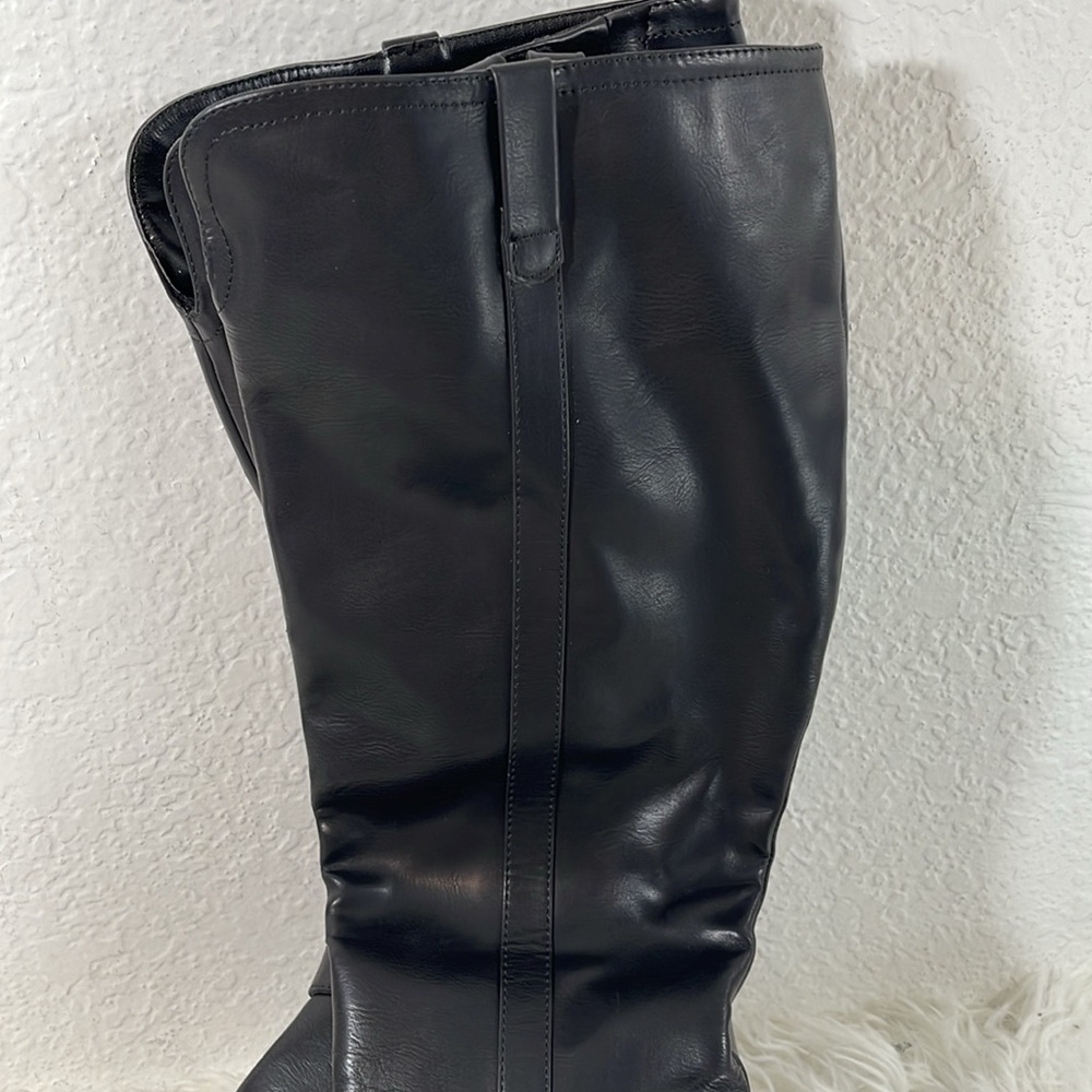 MIA 'Hamilton' Faux Leather Black Block Heeled Knee High Boots Sz 8.5 NEW - Picture 7 of 16